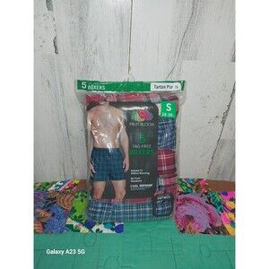 5 pair Men's Relaxed Fit Plaid Boxer Shorts Small 28-30 Fruit of the Loom